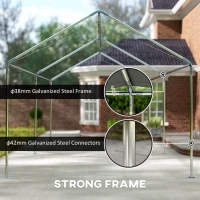 Outsunny 3 x 6m Heavy Duty Carport Garage Car Shelter Galvanized Steel Outdoor Open Canopy Tent Water UV Resistant, Grey(m-5)