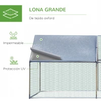 PawHut Gallinero Exterior Grande de Metal Galvanizado 3,03x6x1,95 m Jaula de Aves 3 Habitaciones Cubierta de Tela Oxford Plata(m-4)