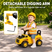 AIYAPLAY Kids Ride on Digger, Toddler Construction Toy Car with Security Helmet, Horn, Detachable Digging Arm(m-7)