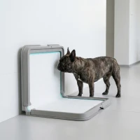 PawHut Inodoro para Perros Plegable 86x62 cm Bandeja Sanitaria Perros Entrenamiento 3 Almohadillas Pies Antideslizantes Gris(m-10)