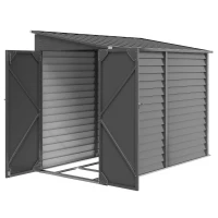 Outsunny Abri métallique 3,5m² 143x270x202cm Remise avec toit en pente Porte double verrouillable, fondation, grilles d'aération(m-8)