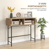 HOMCOM Consolle da ingresso con scomparti e ante scorrevoli, 100x30x80 cm, rovere(m-6)