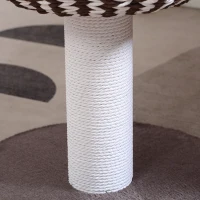 PawHut Árbol Rascador para Gatos Pequeño Altura 52 cm Torre Escalador de Gato con Cama Redonda Cojín de Felpa Suave y Poste Rascador 50x50x52 cm Café y Blanco(m-8)