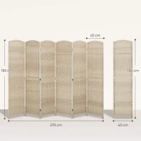 HOMCOM Paravent intérieur en bois 6 panneaux séparateur de pièce pliable pour salon chambre 270 x 180 cm Chêne(m-3)