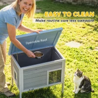 PawHut Outdoor Cat House, Insulated Cat Shelter with Insulated Liner, Waterproof Asphalt Roof, Escape Door, Opening Top(m-7)