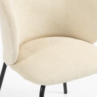 HOMCOM Lot de 2 Chaises Salle à Manger Rembourrées en Chenille, Dossier Incurvé, Pieds Métal, Style Moderne, 57x58x77cm, Beige(m-12)