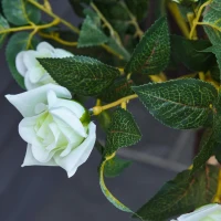 Outsunny Arbre à Roses Artificiel 90 cm en Plastique, 21 Fleurs, 350 Feuilles en Tissu, Pot, Facile à Entretenir, Blanc(m-11)
