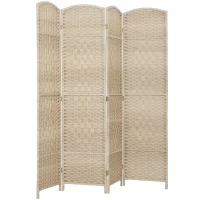 HOMCOM Paravent intérieur en bois 4 panneaux séparateur de pièce pliable pour salon chambre 180 x 180 cm chêne(m-13)