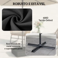 Outsunny Base para Chapéu de Sol com Capa e Sacos de Areia, Base para Chapéu de Sol com Postes Ø48 mm, Recheável com 80 kg de Areia ou 90 kg de Areia Húmida(m-6)