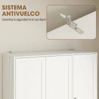 HOMCOM Armario Ropero de 4 Puertas con Barra 3 Cajones y Estante Ajustable 120x50x176,5 cm Blanco(m-6)