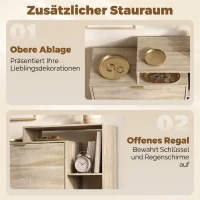 HOMCOM Schuhschrank mit verstellbaren Trennwänden, offenen Fächern und 3 Klappfächern, Naturholz(m-5)