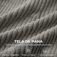 HOMCOM Sofá de 2 Plazas Tapizado en Pana con Asiento Ancho y Profundo y Patas de Madera 170x80x82 cm Gris Claro(m-14)