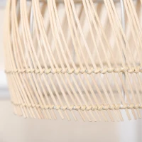 HOMCOM Lámpara de Mesa Decorativa con Pantalla de Ratán Casquillo E27 Máx. 40W para Dormitorio Salón Ø20x41 cm Natural(m-6)