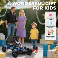 AIYAPLAY Pedal Go Kart for Kids Aged 3-6 Years, with Freewheel System, Brake, EVA Anti-Slip Wheels, Blue(m-7)