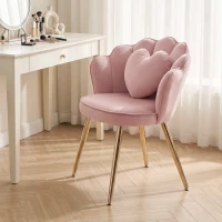 HOMCOM Accent Chair Velvet Upholstered Armchair Lotus Back Heart Pillow Lumbar Pillow Metal Legs Soft Pink(m-14)