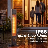 Outsunny Aquecedor de Infravermelhos para Terraço 2000 W de Chão ou Parede com Comando, 8 Níveis, Temporizador e Desligamento por Inclinação(m-5)