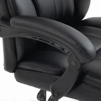 HOMCOM Chaise Bureau Ergonomique Inclinable, Fauteuil de Bureau en PU, Accoudoirs Synchronisés, Hauteur Réglable, Noir(m-13)