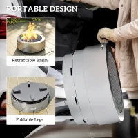 Outsunny Stainless Steel Wood-burning Fire Pit with Fire Poker - Silver(m-5)