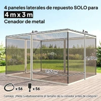 Outsunny 4 Paneles Laterales 3,5x2 m para Carpa de Jardín Tela Mosquitera para Cenador Gazebo con Cremalleras y Anillas Negro(m-3)