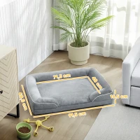 PawHut Cama para Perros Medianos Cama para Gatos con Base Antideslizante Funda Extraíble y Lavable 91,5x68,5x16,5 cm Gris(m-3)