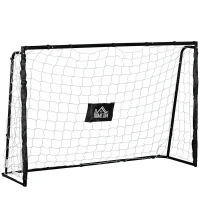 HOMCOM Poartă de Fotbal de Exterior din Metal, cu Țintă și Stâlpi din Material Oxford, 186 x 62 x 123 cm, Negru(m-11)