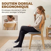 HOMCOM Lot de 4 Chaises de Salle à Manger, Chaises Cuisine, Assise Rembourrées en Lin, Dossier Incurvé, Gris et Bois Naturel(m-5)