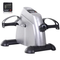 HOMCOM Mini Exercise Bike, Portable Pedal Exerciser, Under Desk Bike with LCD Display for Legs and Arms Training, Silver Tone(m-1)