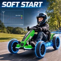 AIYAPLAY 12V Electric Go Kart for Kids with Dual Motors, Adjustable Seat, Soft Start, LED Lights, EVA Wheels, for Age 3-6, Green(m-4)