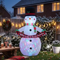 Outsunny Bonhomme de Neige Gonflable de Noël 205 cm avec LED et Musique Décoration de Noël pour Jardin Patio Terrasse Maison(m-6)