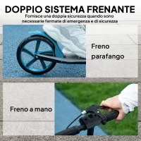 HOMCOM Monopattino Adulto Pieghevole con Manubri Regolabili, in Alluminio, Ruote Grandi di 200 mm, Ammortizzatore, Doppio Freno, Portata 100 kg, Blu(m-6)