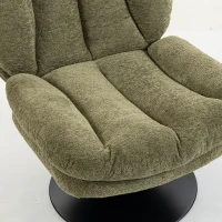 HOMCOM Loungestoel met voetenbank, 360° draaibaar, fluweel met druppelstructuur, verstelbare voetenbank, groen(m-11)
