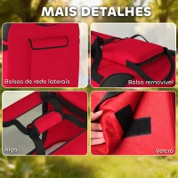 PawHut Transportadora Dobrável para Cães 60x41,5x41 cm com Janelas de Rede, Almofada Macia e 2 Alças para Mini Cães e Gatos Vermelho(m-7)