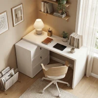 HOMCOM L Shaped Computer Desk with 3 Drawers, 163 x 39 cm Corner Desk, Thick Tabletop, Office Table, White Wood Effect(m-2)