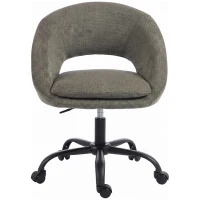 HOMCOM Silla de Oficina Ergonómica en Chenilla, Altura Regulable, Reposabrazos Integrados, Gira 360°, 59x60x79-89cm, Verde Oscuro(m-11)