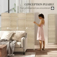 HOMCOM Paravent intérieur en bois 4 panneaux séparateur de pièce pliable pour salon chambre 180 x 180 cm chêne(m-4)