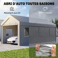 Outsunny Tente garage carport 6L x 2,95l x 2,78H m acier galvanisé PE haute densité 160 g/m²  2 portes enroulables et 6 fenêtres(m-4)