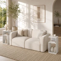 HOMCOM Conjunto 2 Mesas de Apoio Modernas com Prateleira Aberta, para Sala de Estar, Quarto, Escritório, Branco(m-6)