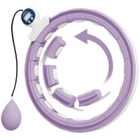 SPORTNOW Smart Weighted Hula Hoop, Massage Hula Ring w/ 16 Detachable Knots, 360° Auto-Rotating Ball, Digital Counter, Purple(m-1)