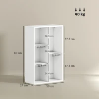 HOMCOM 2-Tier Bookshelf with 5 Compartments - White(m-3)