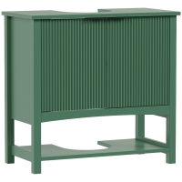 HOMCOM Meuble sous-lavabo pour lavabo à colonne avec porte et étagère, Vert intense