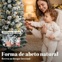 HOMCOM Árbol de Navidad Nevado con 150 Luces LED 150 cm 8 Modos 250 Ramas Verde y Blanco(m-6)