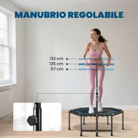 SPORTNOW Trampolino Elastico per Adulti Ø114cm, Tappeto Elastico con Maniglia Regolabile a 36 Molle Bungee, Blu(m-4)