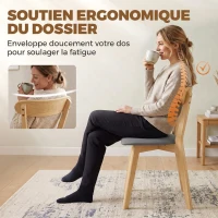 HOMCOM Lot de 2 Chaises de Salle à Manger, Chaises Cuisine, Assise Rembourrées en Lin, Dossier Incurvé, Gris et Bois Naturel(m-5)