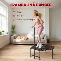 SPORTNOW Trambulină elastică pentru adulți Ø114 cm, cu mâner reglabil și 36 de corzi bungee, roșu(m-5)