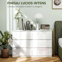 HOMCOM Comodă cu 6 Sertare din PAL, pentru Dormitor, Design Modern și Multifuncțional, 112x34x75 cm, Alb(m-5)