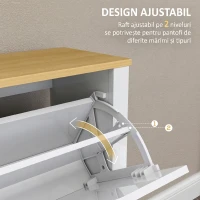 HOMCOM Pantofar Modern pentru max. 16 Perechi, cu 4 Sertare Reglabile și Detașabile, din Lemn, 105x26x80 cm, Alb(m-5)