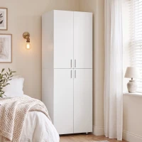 HOMCOM Guarda-roupa com 4 Portas Capacidade de Peso Total de 70 kg 60x34x180 cm Branco(m-4)