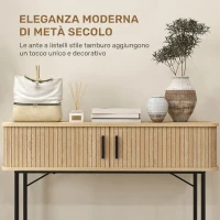 HOMCOM Consolle da ingresso con scomparti e ante scorrevoli, 100x30x80 cm, rovere(m-4)