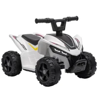 AIYAPLAY Kinder Quad Elektro 6V Kinderquad mit Lithium-Akku Vorwärtsfunktion Lenkerknopf-Steuerung 1,5-2 Jahre Weiß(m-1)