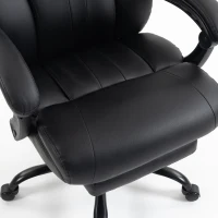 HOMCOM Chaise Bureau Ergonomique Inclinable, Fauteuil de Bureau en PU, Accoudoirs Synchronisés, Hauteur Réglable, Noir(m-14)